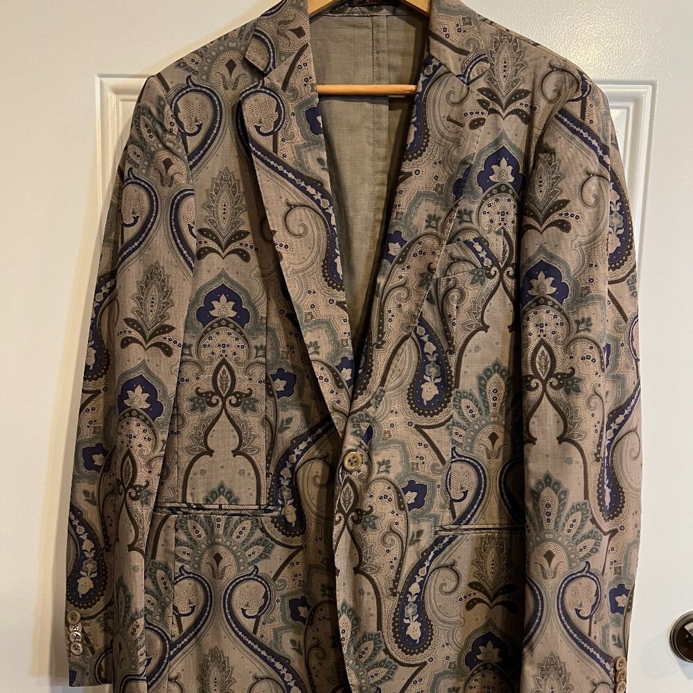 ETRO Taupe/Purple/Olive Paisley Blazer Men's 40R